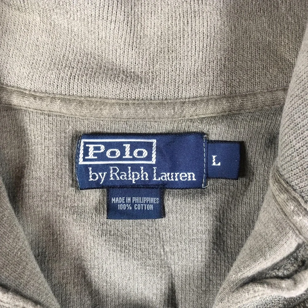 Polo Ralph Lauren Sweater Mens‎ Large Taupe Green 1/4 Zip Mock Neck Cotton